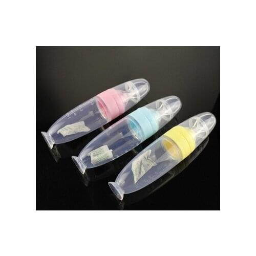 Baby Feeder Bottle 90ml Spoon with Cover for Infant Toddler Food Milk Medicine Supplement Feeding Bottle Squeeze Feeder
