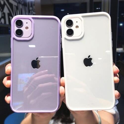 Transparent Candy Color Bumper Phone Case For iPhone 11 12 11Pro Max XR XS Max X XS 7 8 Plus 11Pro 12 Shockproof Soft Back Cover