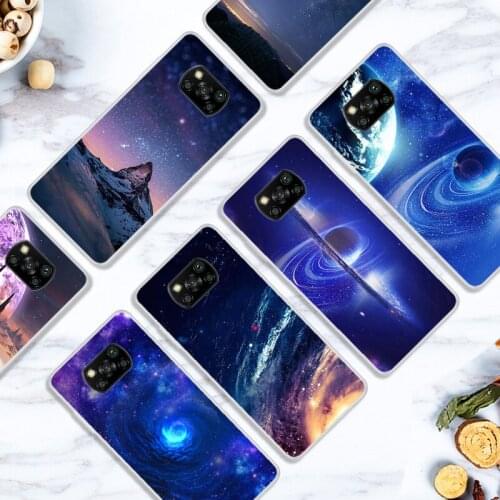 Case For POCO X3 NFC Phone Cover Fitness Silicone Back Bumper And Softness TPU With Star Sky Pattern