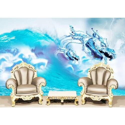 CJSIR Custom Wallpaper Wave Water Dragon Pattern TV Background Wall Home Decoration Living Room Bedroom Mural 3d Wallpaper