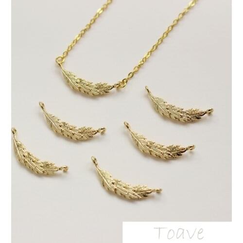 Double Hanging Leaves Copper Plated 18K Real Gold Color DIY Ear Stud Bracelets Necklace Material Accessories