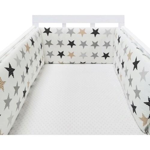 Print Baby Bed Bumper Double-faced Detachable Newborn Crib Around Cot Protector Kids Room Decor