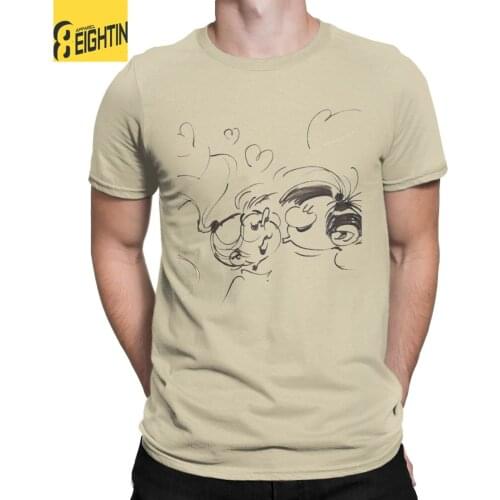 Mens T-Shirts Best Selling Gaston Lagaffe Vintage 100% Cotton Tee Shirt Short Sleeve Belgium Cartoon T Shirts Crewneck Tops