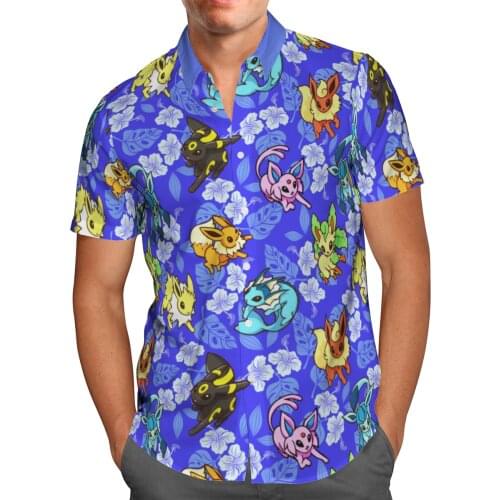 Harajuku Anime 3D Print Beach Hawaiian 2021 Summer Shirt Short Sleeve Shirt Streetwear Oversized 5XL Camisa Social Chemise Homme