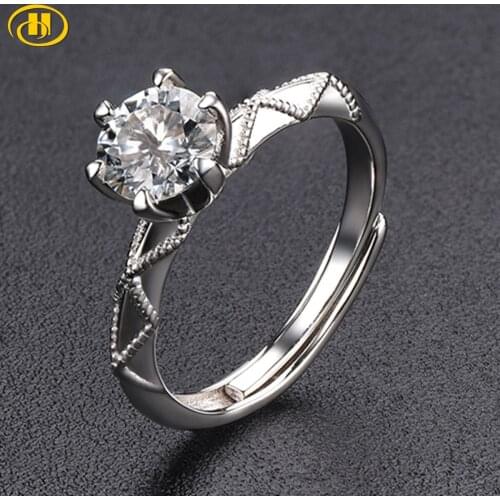 Hutang Solid 925 Sterling Silver RIng 1 Carat Moissanite Rings Romantic Style Fine Jewelry for Girlfriends Valentines Day Gift