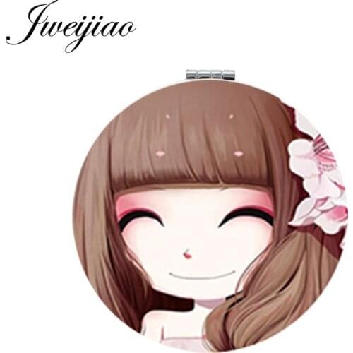 Youhaken Girls Makeup Mirror Round Folding White PU Leather Compact Portable Pocket Mirror Cosmetic Beauty Tools & Accessories