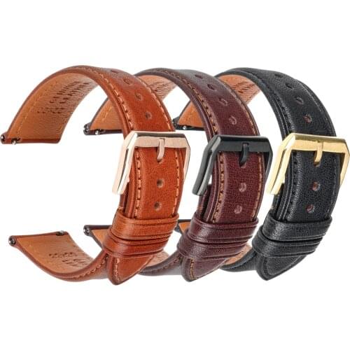 MAIKES Watch Band Luxury Genuine Leather Straps Watchbands 18mm 20mm 22mm 24mm Women Men Brown Black Watch Belt Accessories
