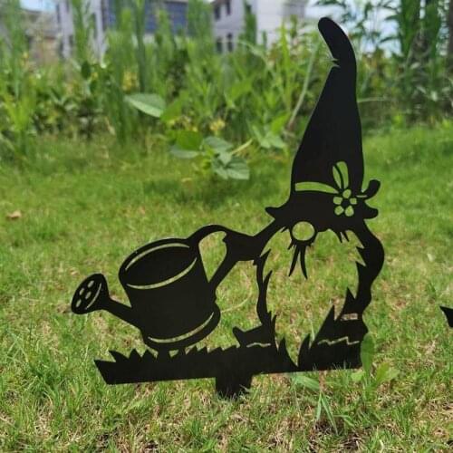 Metal Dwarf Statue Hollowed Out Dwarf Silhouette Stake For Garden Lawn Patio Decor Jardineria Decoracion Garden Decoration