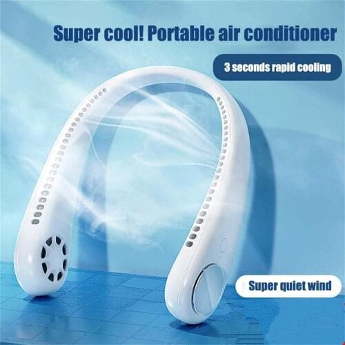 Mini USB Portable Neck Fan With Rechargeable Battery Ultra quiet Wind Wearable Fan handheld Air Cooler Conditioner for Room