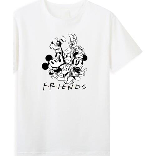 Funny Mickey Mouse Friends Print Men T Shirts Disney Classic Characters T Shirt Summer Cotton Casual Mens T-Shirt Cartoon Trend
