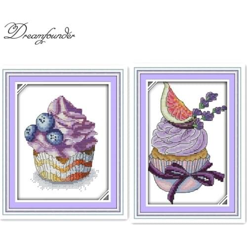 Blueberry cake cross stitch kit animal 18ct 14ct 11ct count print stitching embroidery DIY handmade needlework plus