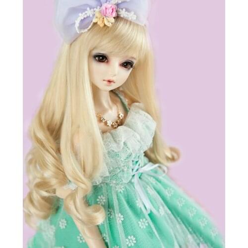 New 1/3 1/4 1/6 1/8 Bjd SD Wig Blonde Wavy Hair High Temperature Wire BJD Wig Bangs long curly hair For BJD Doll Many Colors