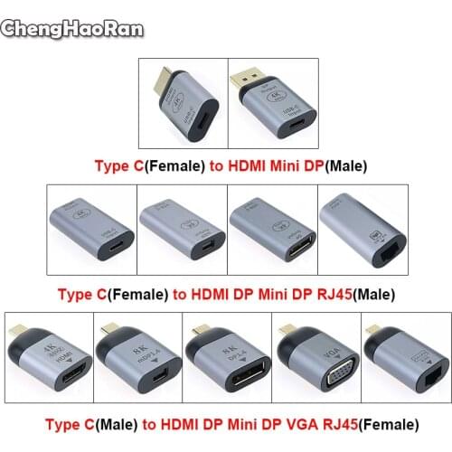 New Type-C to HDMI/VGA/DP/RJ45/Mini DP HD Video Converter 4K 60Hz For MacBook Huawei Mate 30 HDMI USB-C Male Female Adapter