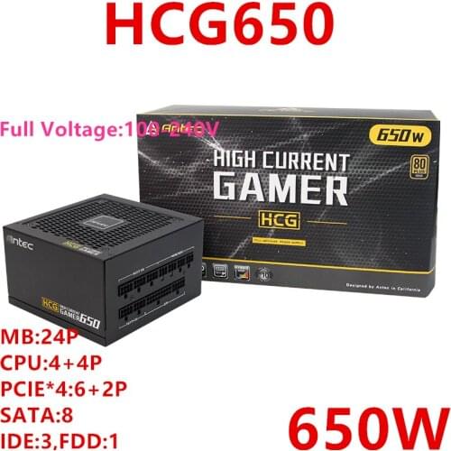 New PSU For Antec Brand ATX 2080Ti Full Module 80plus Gold Game Mute Power Supply 650W Power Supply HCG650