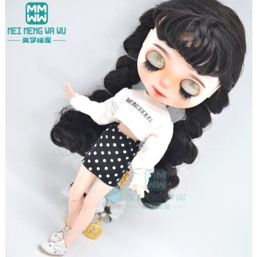 Clothes for doll fit 1/6 28-30cm blyth Azone OB23 OB24 fashion Loose T-shirt, shredded jeans
