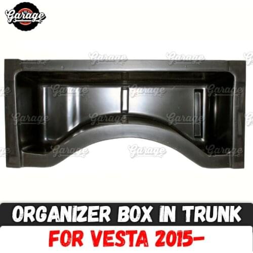 Organizer box for Lada Vesta 2015- in trunk ABS plastic pad accessories console in luggage boot car styling tuning function