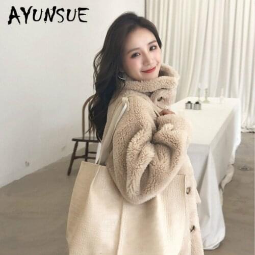 Sheep Shearing Real Fur Coat 100% Wool Jacket Women Clothes 2020 Autumn Winter Coat Women Korean Fashion Fur Tops 1927 YY2198