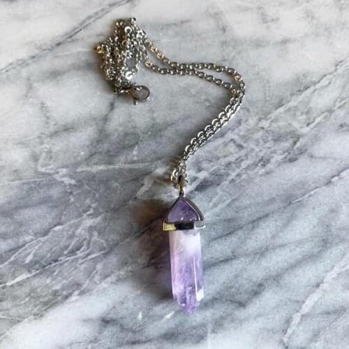 Purple Stone Point Necklace Fashion Goth Witch Jewelry Women Gift 2020 New Delicate And Beautiful Crescent Wholesale Statement