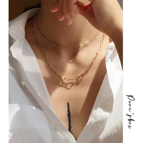 PerisBox 4 Sizes Linked Chain Necklaces Gold Color Circle Choker Necklaces for Women Minimalist Necklace Vintage Jewelry