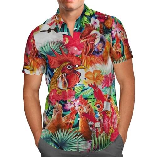 Animal Rooster 3D Print Beach Hawaiian 2021 Summer Shirt Short Sleeve Shirt Streetwear Oversized 5XL Camisa Social Chemise Homme