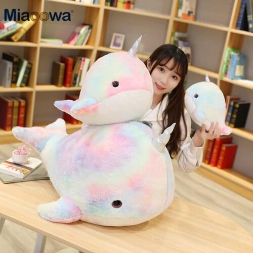 28/45cm Rainbow Narwhal Plush Toys Stuffed Sea Animal Colorful Whale Fish Doll Soft Pillow for Children Baby Girl Birthday Gift
