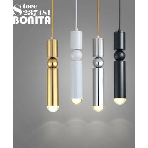 Bullet hanging lamp led modern Metal Brass Cylinder pendant lights for restaurants cord pendant lamp Copper Long tube