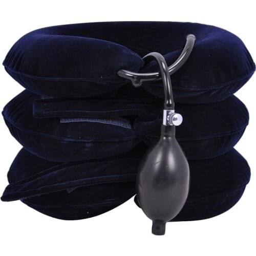 Full velvet household medical inflatable collar cervical vertebra traction device Headache Relax Cervical Pillow Vacuum Massage