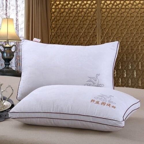 Bedding, Silk and Feather Pillows, Feather and Cotton Pillows, Soft and Fluffy, Home Single Bed Pillow Fall Pillow