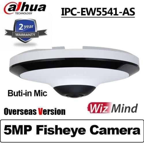 Dahua IPC-EW5541-AS 5MP WizMind IR Fisheye Network Camera Overseas Version POE Built-in Mic replace IPC-EB5531 IP Camera