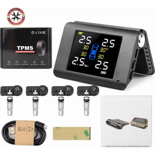 Original Internal Solar 90 Degree TPMS Car Tire Pressure Alarm Monitor System Display Temperature Warning Fuel Save 4 Sensors