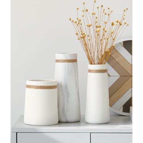 Modern Ceramic Vase Accessories Home Livingroom Dried Flower Decoration Office Coffee Table Flower Arrangement Figurines Crafts