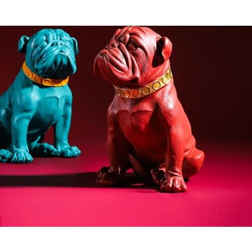 Bulldog Resin Statue Classic Simple Color Animal Sculpture Cabinet Ornaments Desktop Furnishings