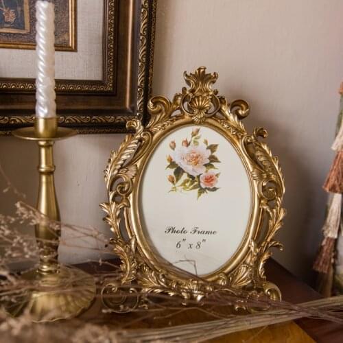 Baroque style 6 inches 7 inches golden resin photo frame home bedroom retro photo frame wedding birthday gift