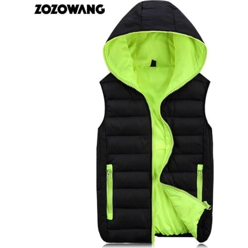 ZOZOWANG 2020 Winter Sleeveless Jacket for Men Fashion Warm Hooded Male Winter Vest Light Plus Size Mens Work Vests Waistcoat