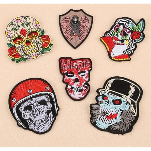 1pcs Skull Head Hot melt adhesive clothing patches stripes applique embroidery blossom DIY accessories Ultra-low prices