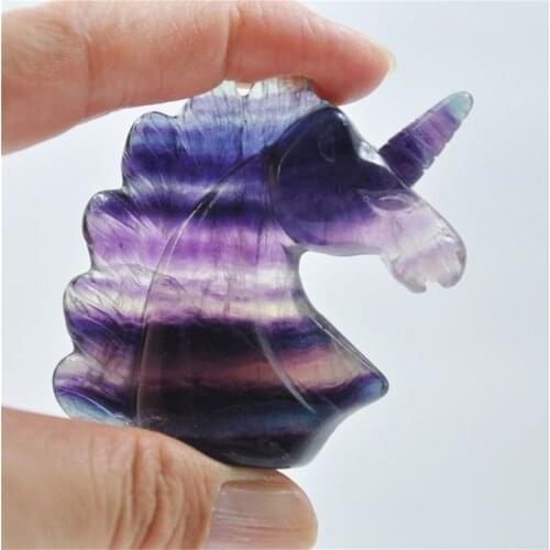 1PC Natural Fluorite Unicorn Figurine Hand Made Carving Crystal Polished Quartz Healing Stone Home DIY Decoration Gem Gift