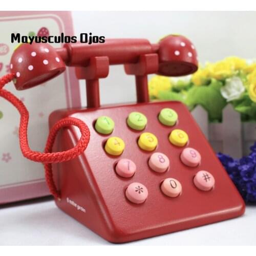 1PC Strawberry Pink Emulation Phone Play House Wooden Toys Childrens Day Gifts