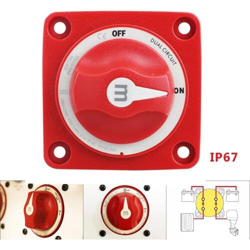 12-32V 300A m-Series Mini Dual Circuit Battery Switch Red 6010 Isolator Disconnect Rotary Marine Boat RV Waterproof IP67