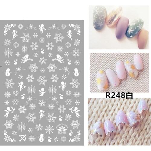 3D Stickers for Nails Self-adhesive Design Boy Bow White Snowflake Nail Art Decorations Decals Foil Wrap Manicure Accessories
