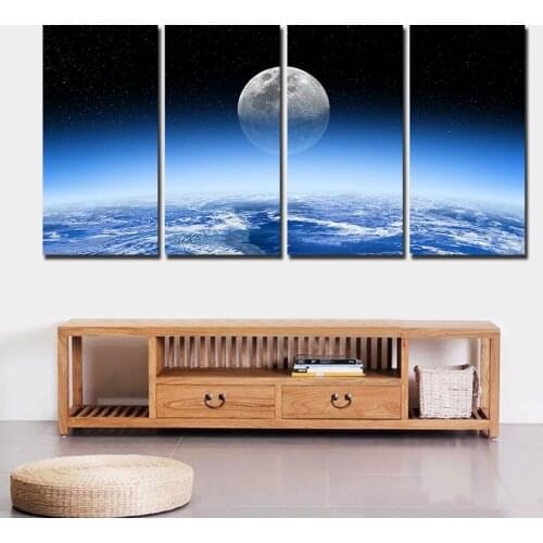 4 piece canvas Printed HD Space Universe Canvas decoration for home Cuadros Earth Painting For Living Room Free Delivery\J0424