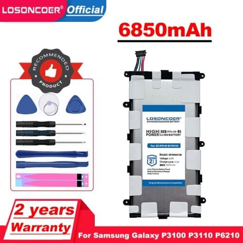 LOSONCOER 6850mAh SP4960C3B Battery for Samsung Galaxy Tab 2 7.0 GT-P3110 GT-P3113 P3100 P3110 P6200 P3113 P6210 +Free Tools