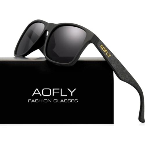 AOFLY BRAND DESIGN Night Vision Glasses Polarized Sunglasses Men Yellow Anti Glare Vintage Driving Sun Glasses Goggles UV400
