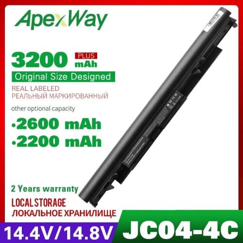 Apexway 4 Cells HSTNN-DB8F HSTNN-IB7X Laptop Battery JC03 JC04 For HP 250 G6 2UB94ES 255 G6 250 G6 SP 3DN23ES Pavilion 17z