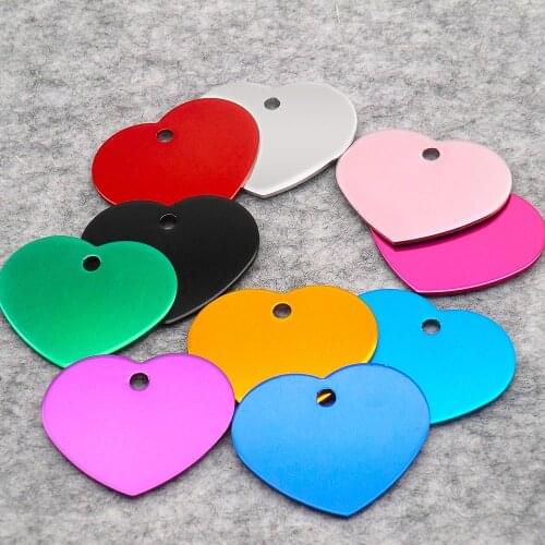 Wholesale 100Pcs Dog Tag Pet Tags Puppy Cat Collar Accessories Custom For Wedding Dog Name Tag Aluminum Heart ID Tags Pendant