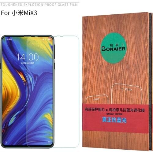 Bonaier Black Tempered Glass For Xiaomi Mi MIX 3 Screen Protector 9H Anti Blu-ray Toughened glass For Xiaomi Mix3+Free Back Film