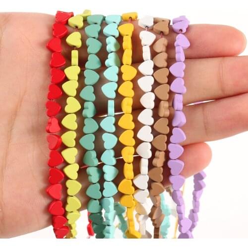 6/8mm Natural Multi Color Hematite Stone Love Heart Shape Rubber Loose Beads For Jewelry DIY Making Bracelet Accessories