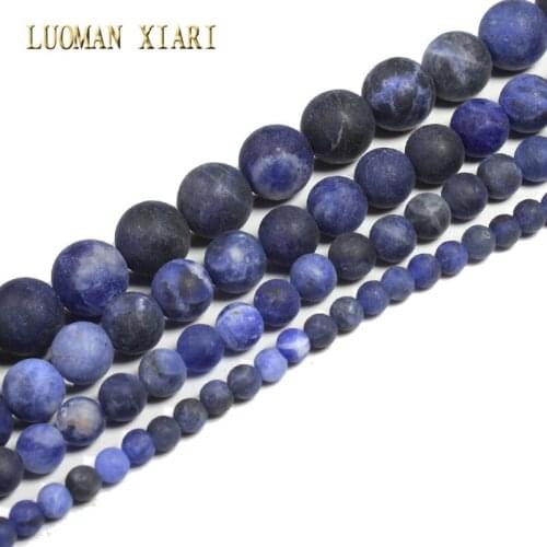 Fine AAA Natural Dull Polish Matte Sodalite Round Stone Beads For Jewelry Making DIY Bracelet Necklace Material 4/6/8/10mm 15"