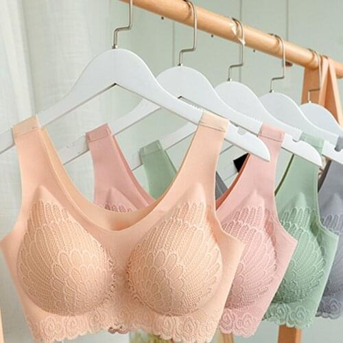 Women Large Size Push Up Bralette 5D Latex Seamless Bras Wireless Underwear Cooling Gathers Shockproof Pad Breathable Sports Bra
