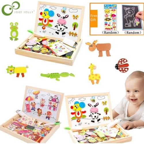 5 Styles Box Educational Toys Children Gift Wooden Magnetic Puzzle Figure/Animals/ Vehicle /Circus Drawing Board WYW