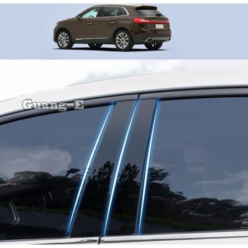 For Lincoln MKX 2015-2018 Car PC Material Pillar Post Cover Door Trim Window Piano Black Molding Sticker Plate 8pcs